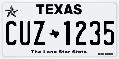 TX license plate CUZ1235