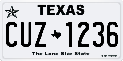 TX license plate CUZ1236