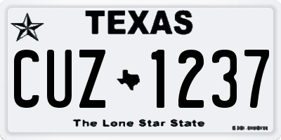 TX license plate CUZ1237