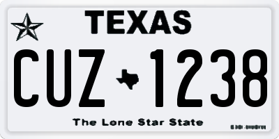 TX license plate CUZ1238