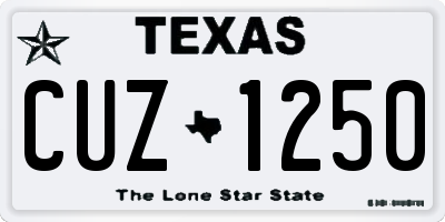 TX license plate CUZ1250