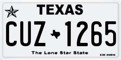 TX license plate CUZ1265