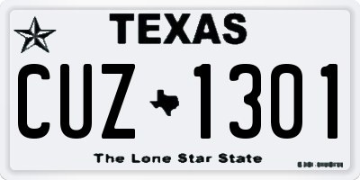 TX license plate CUZ1301