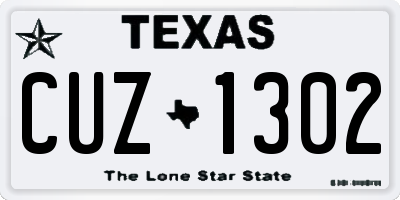 TX license plate CUZ1302