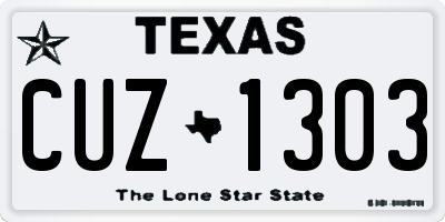 TX license plate CUZ1303