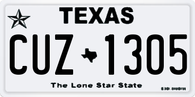 TX license plate CUZ1305