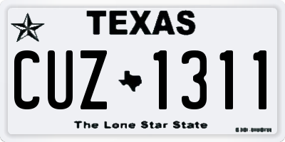 TX license plate CUZ1311