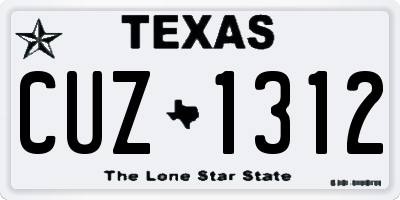 TX license plate CUZ1312