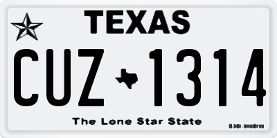 TX license plate CUZ1314
