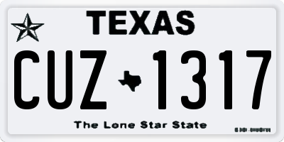 TX license plate CUZ1317