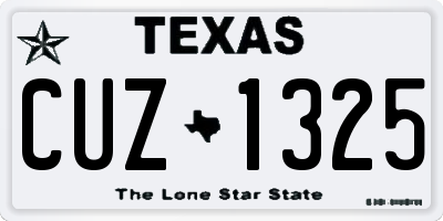 TX license plate CUZ1325