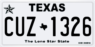 TX license plate CUZ1326