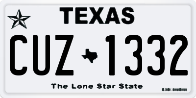 TX license plate CUZ1332