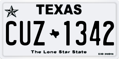 TX license plate CUZ1342