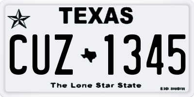 TX license plate CUZ1345