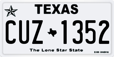 TX license plate CUZ1352