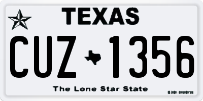 TX license plate CUZ1356