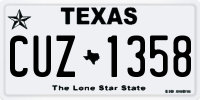 TX license plate CUZ1358