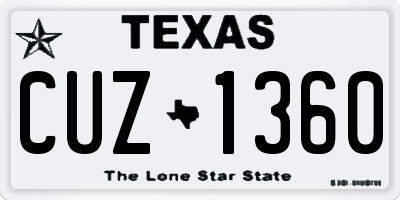 TX license plate CUZ1360