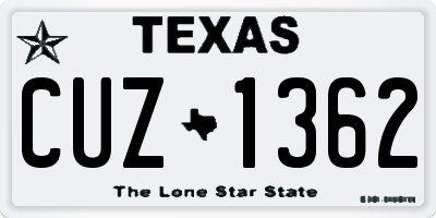TX license plate CUZ1362