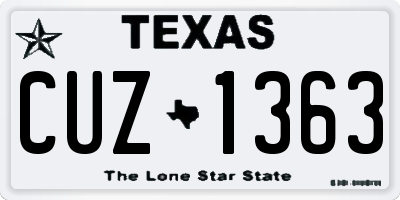 TX license plate CUZ1363