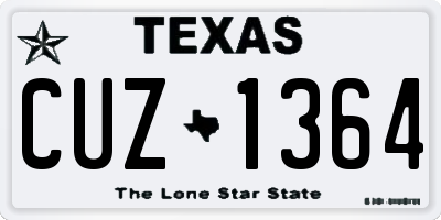 TX license plate CUZ1364