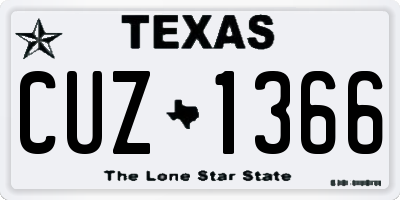 TX license plate CUZ1366