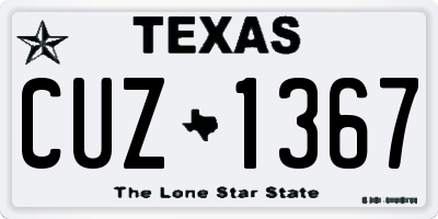 TX license plate CUZ1367