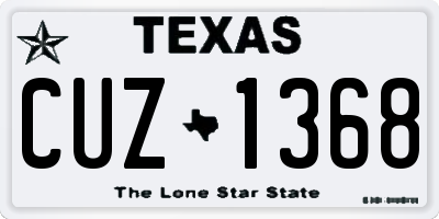 TX license plate CUZ1368