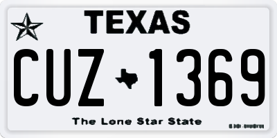 TX license plate CUZ1369