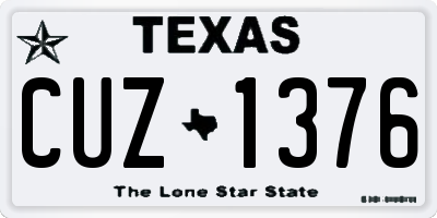 TX license plate CUZ1376