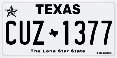 TX license plate CUZ1377