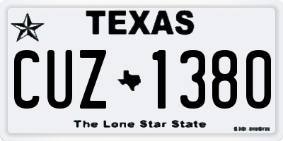TX license plate CUZ1380