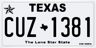 TX license plate CUZ1381