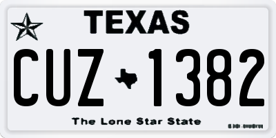 TX license plate CUZ1382