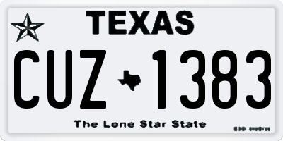 TX license plate CUZ1383