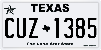 TX license plate CUZ1385