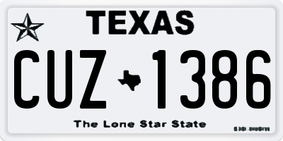 TX license plate CUZ1386