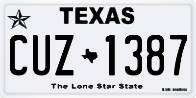 TX license plate CUZ1387