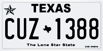TX license plate CUZ1388
