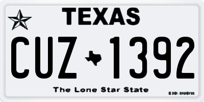 TX license plate CUZ1392