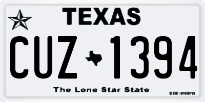 TX license plate CUZ1394