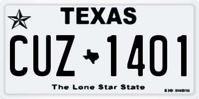 TX license plate CUZ1401