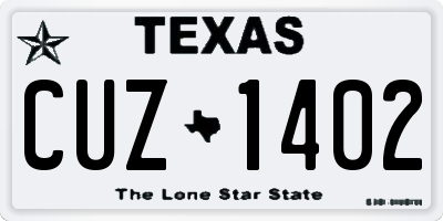 TX license plate CUZ1402