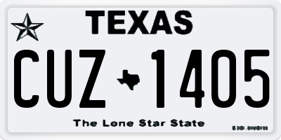 TX license plate CUZ1405