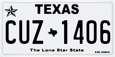TX license plate CUZ1406