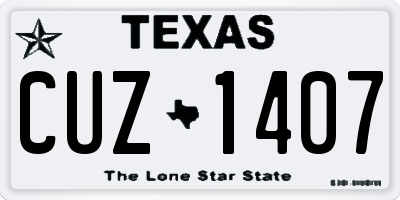 TX license plate CUZ1407