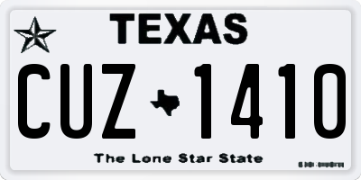 TX license plate CUZ1410