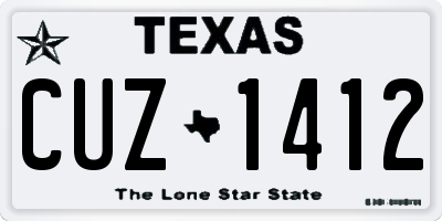 TX license plate CUZ1412