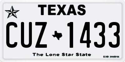 TX license plate CUZ1433